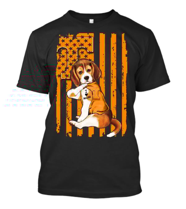Beagle Tennessee Volunteers I Love Mom Stripes Orange Black T-Shirt