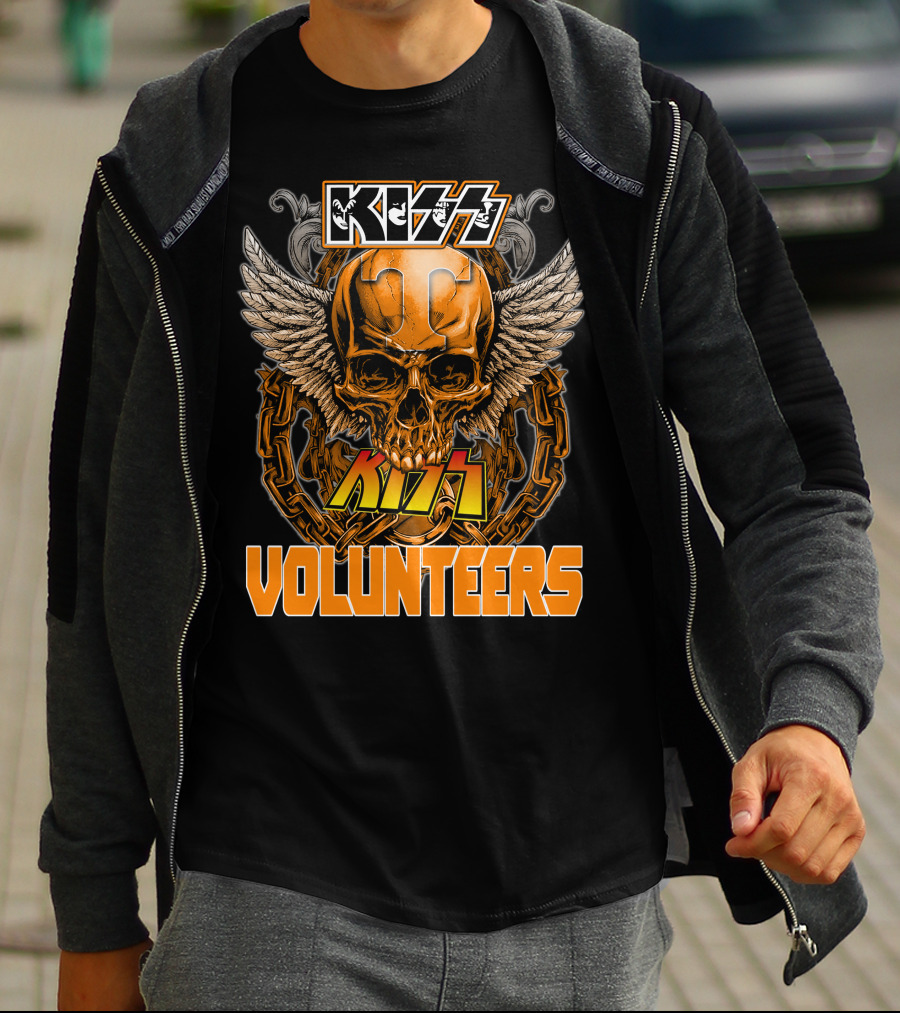 Kiss Tennessee Volunteers Skull Wings Chain T-Shirt