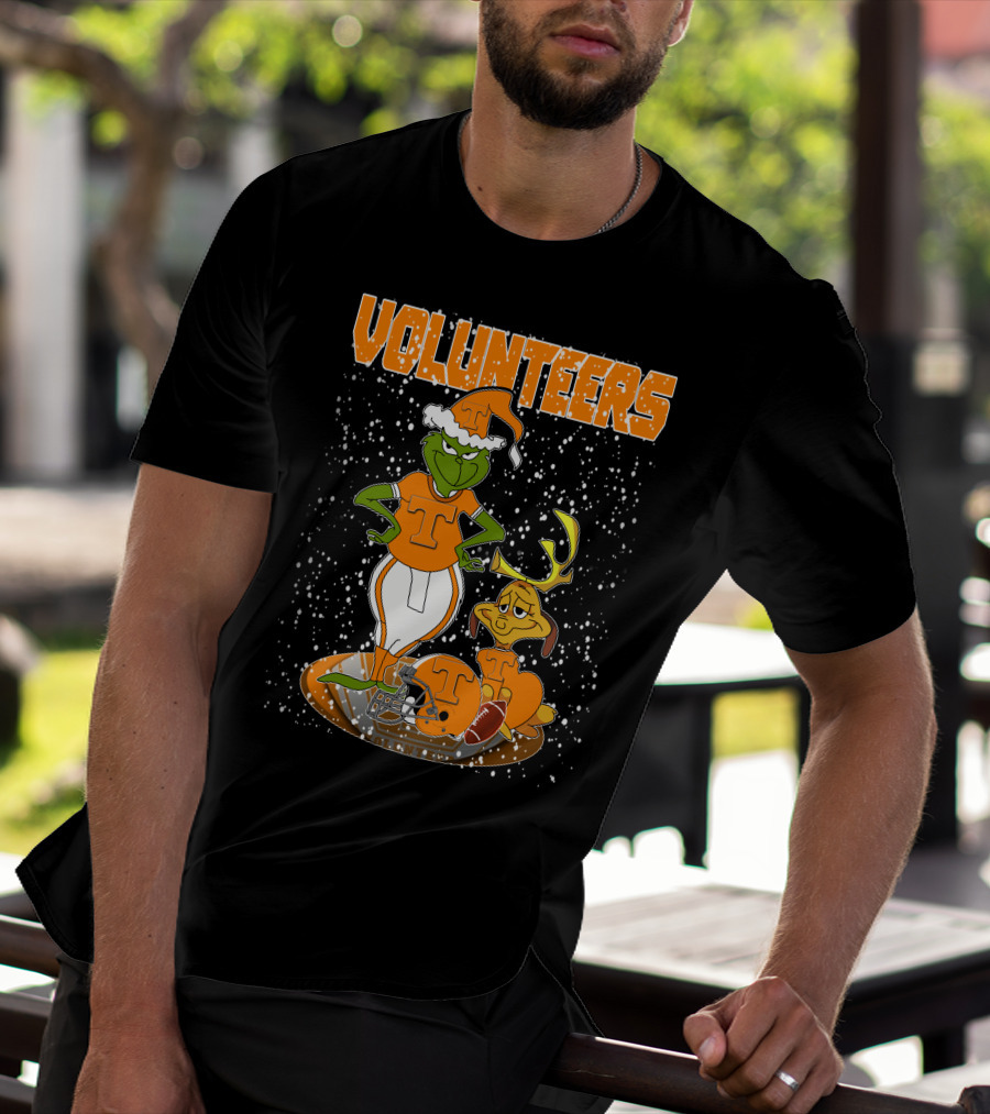 Grinch Tennessee Volunteers Christmas Football T-Shirt