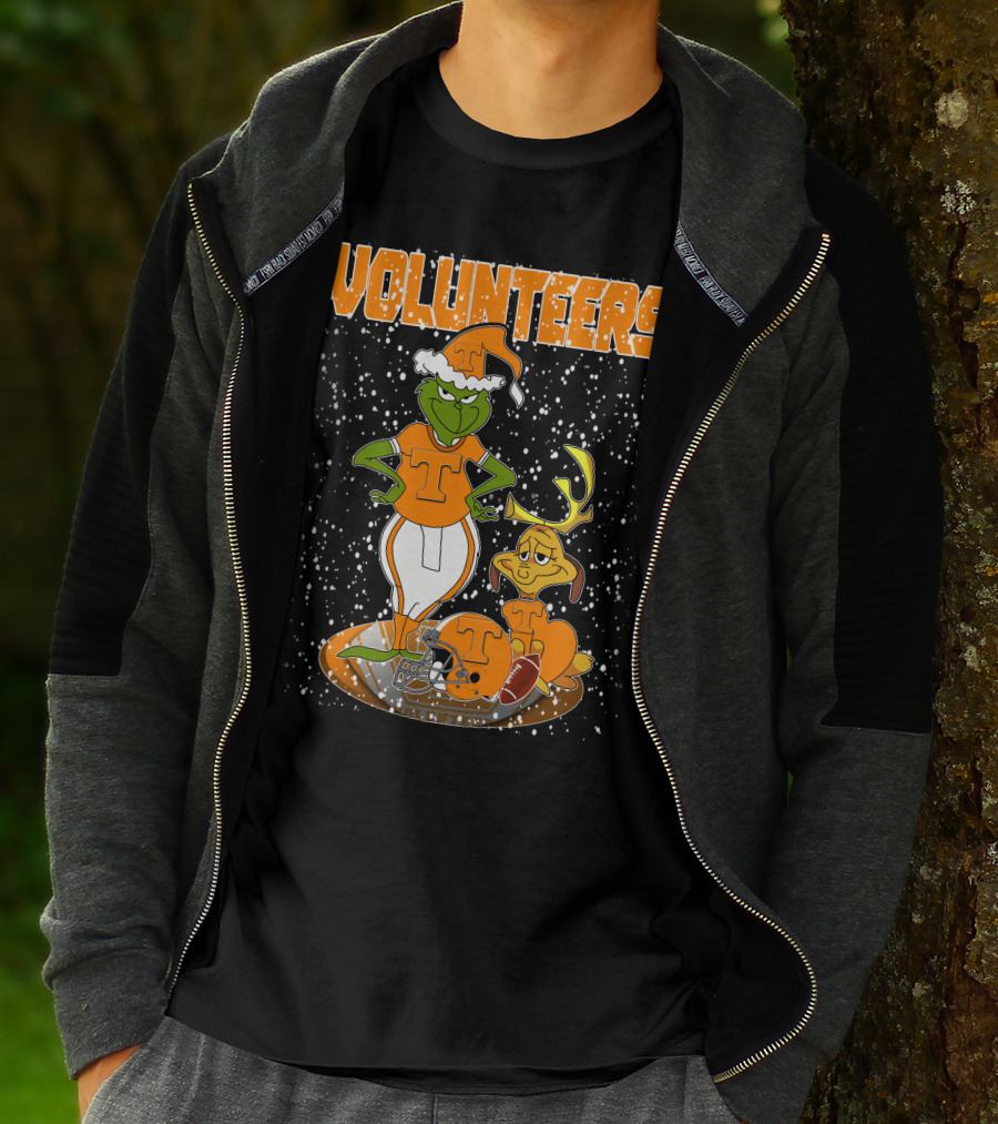 Grinch Tennessee Volunteers Christmas Football T-Shirt