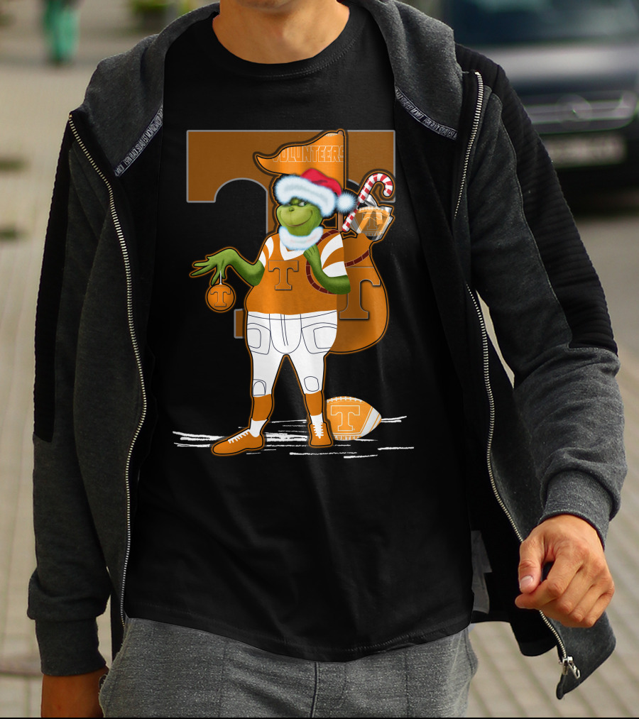 Grinchxmas Tennessee Volunteers Holiday Football Spirit T-Shirt