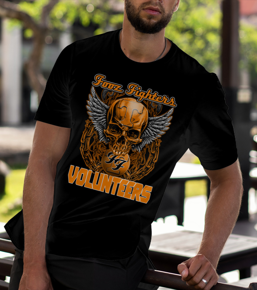 Fooz Fighters Volunteers Tennessee Skull Wings T-Shirt
