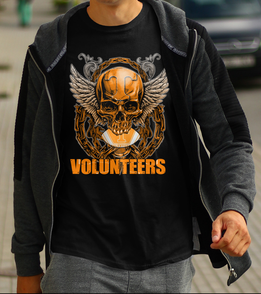 Winged Skull Tennessee Volunteers Football Orange Chains T-Shirt