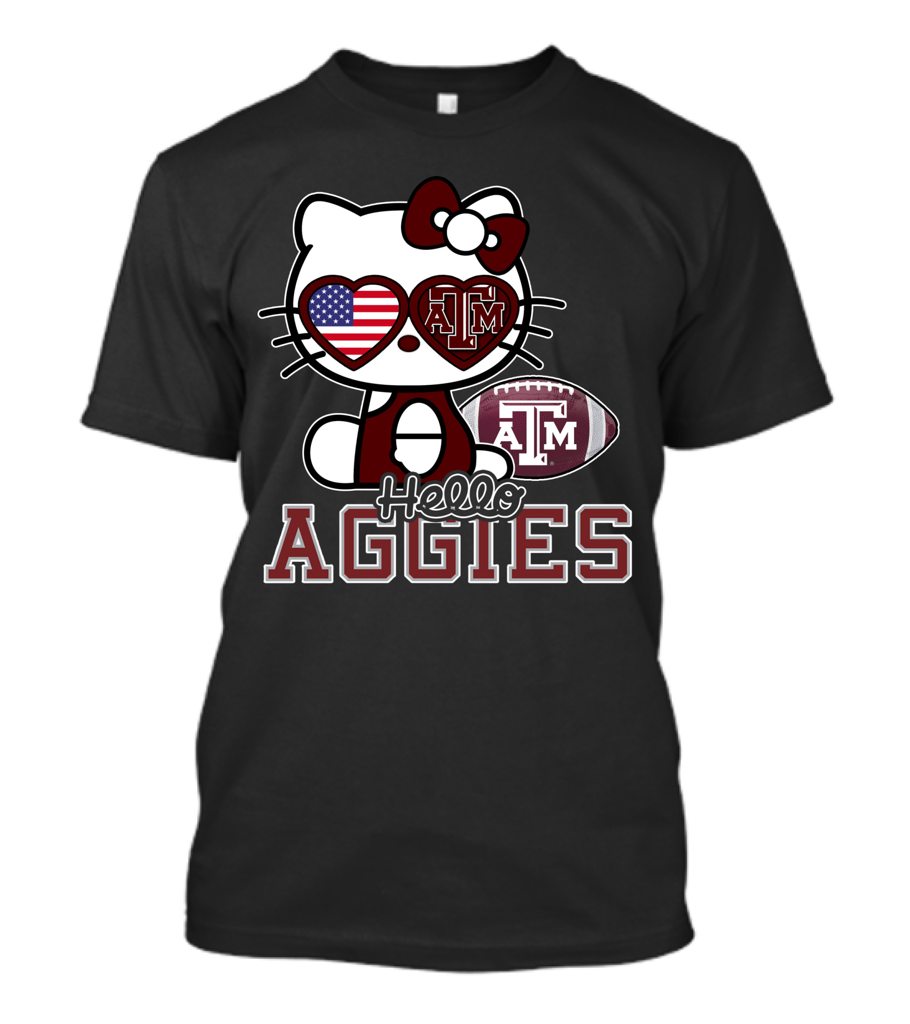 Hello Kitty Texas A&M Aggies Football American Flag T-Shirt