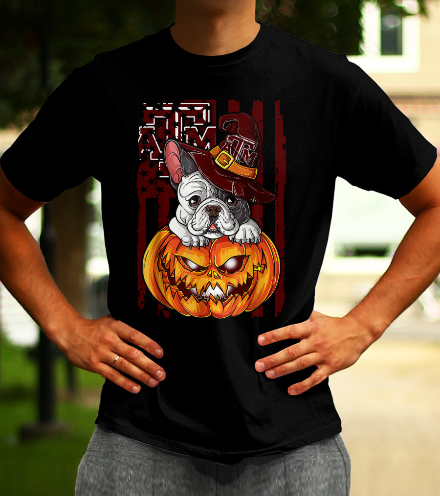 Hlw Bulldog Texas A&M Aggies Halloween Pumpkin Hat T-Shirt