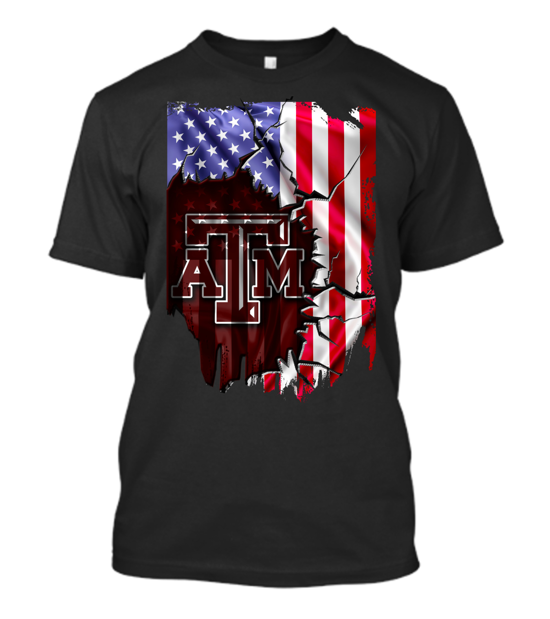 Texas A&M Aggies American Flag Torn Background T-Shirt
