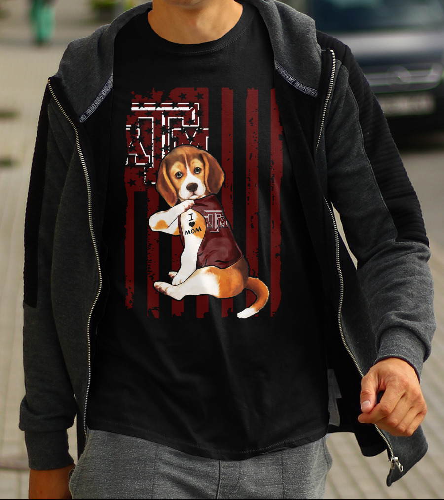 Texas A&M Aggies Beagle I Love Mom T-Shirt
