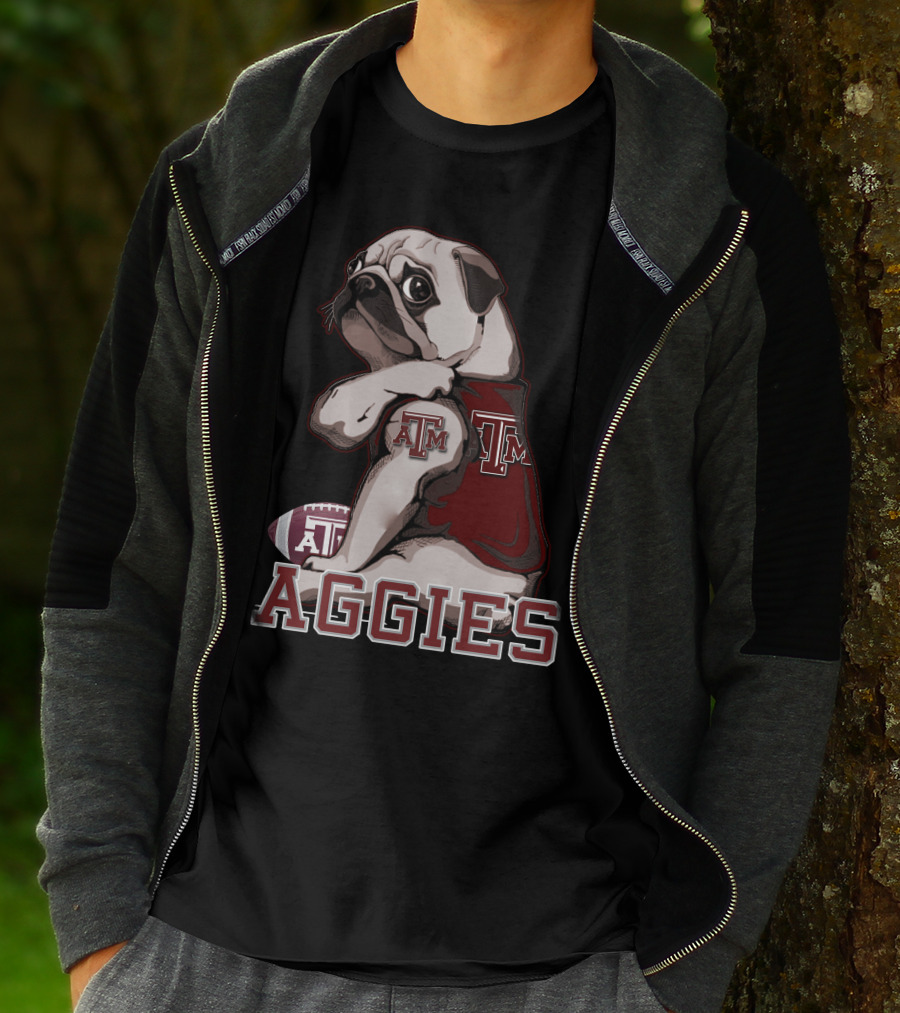 Pug Texas A&M Aggies Football Team Mascot T-Shirt
