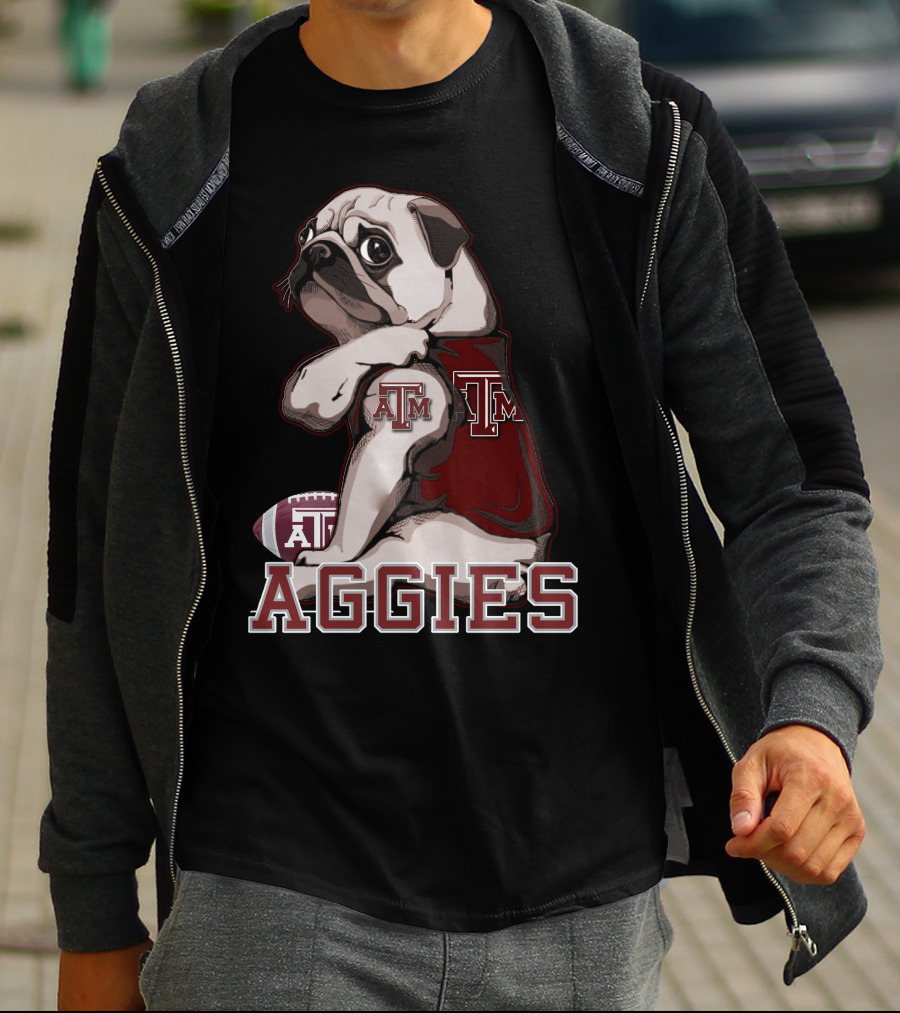 Pug Texas A&M Aggies Football Team Mascot T-Shirt