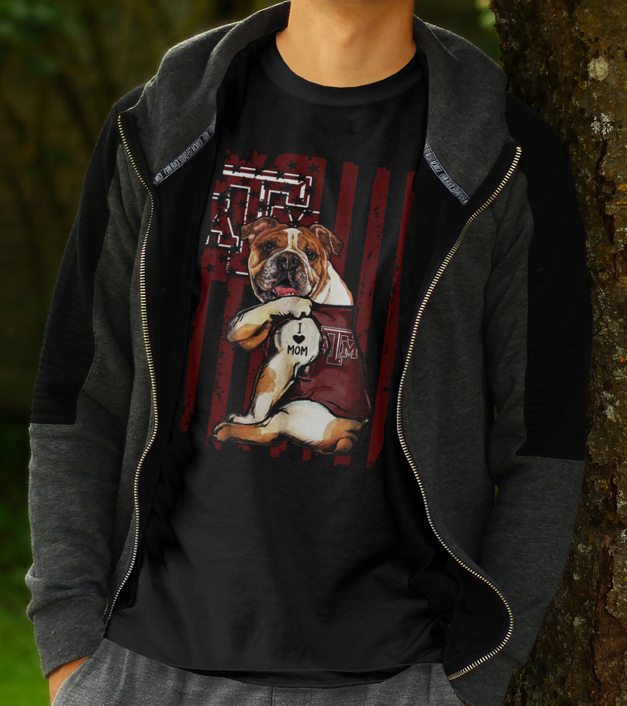 Texas A&M Aggies Bulldog I Love Mom T-Shirt