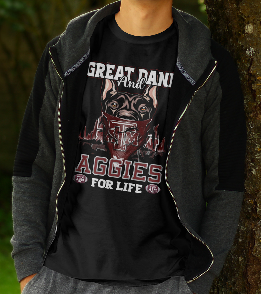 Great Dane And Texas A&M Aggies For Life T-Shirt