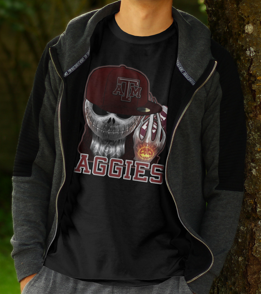 Jackskull Texas A&M Aggies Halloween Football T-Shirt