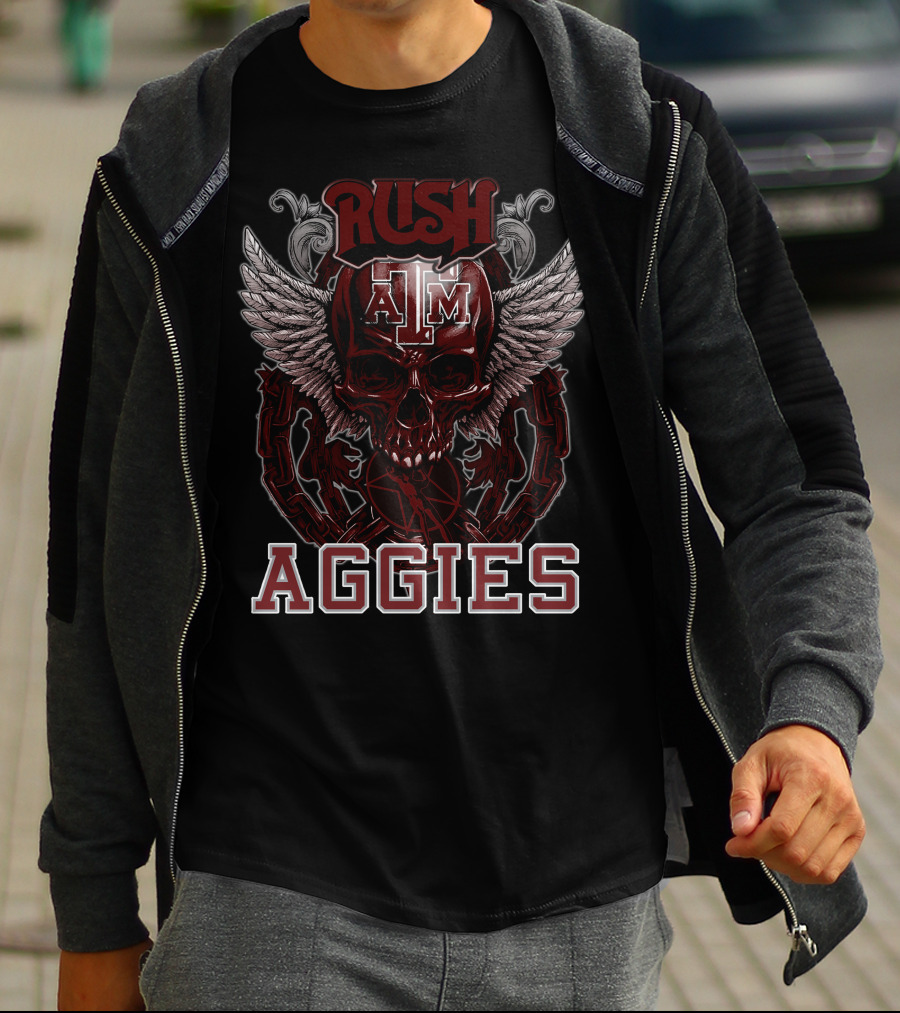 Rush Texas A&M Aggies Skull Wings T-Shirt