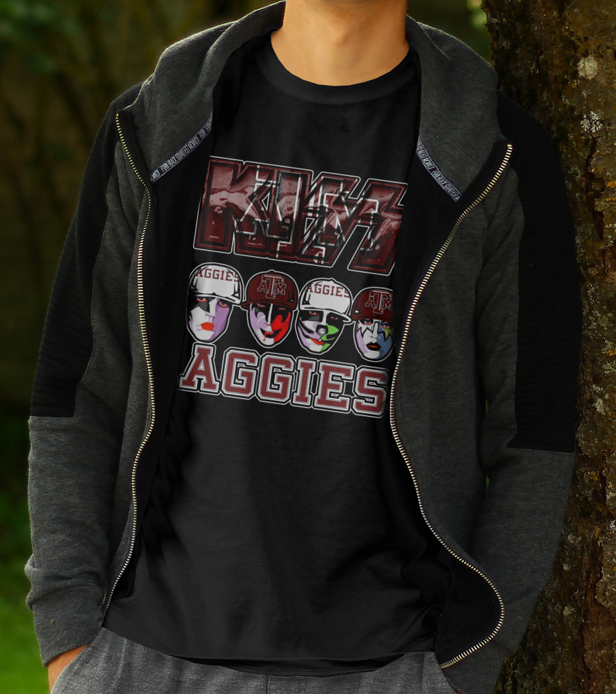 Kiss Texas A&M Aggies Face Paint And Caps T-Shirt