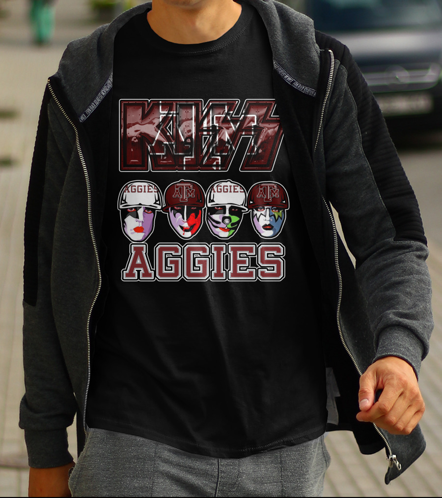 Kiss Texas A&M Aggies Face Paint And Caps T-Shirt