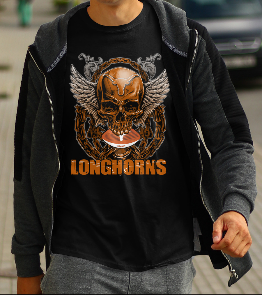 Longhorns Skull Football Wings Texas Longhorns T-Shirt