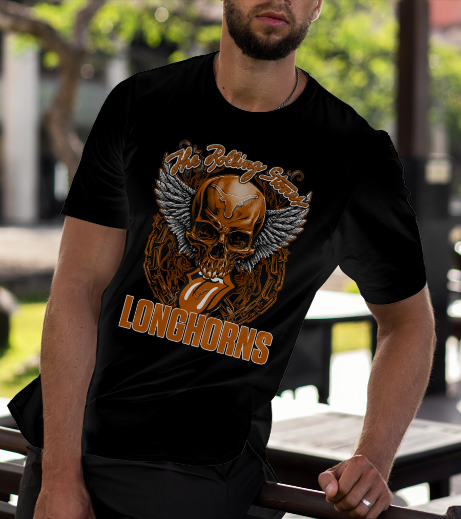 The Rolling Stones Texas Longhorns Skull Winged Tongue T-Shirt