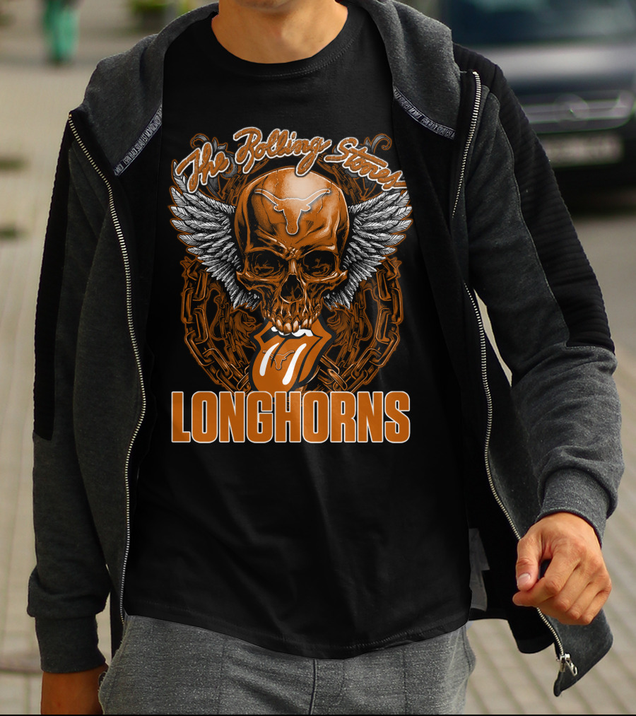 The Rolling Stones Texas Longhorns Skull Winged Tongue T-Shirt