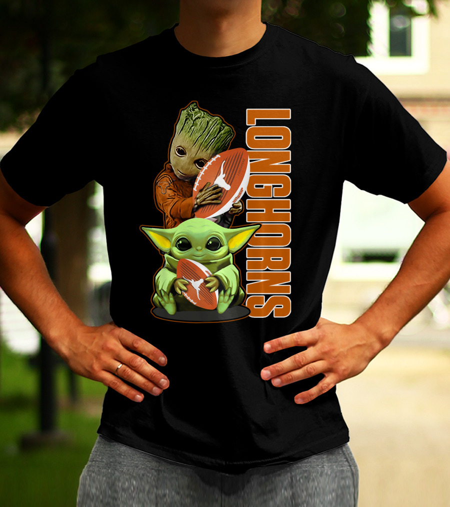 Grzd Texas Longhorns Football Grogu Groot T-Shirt