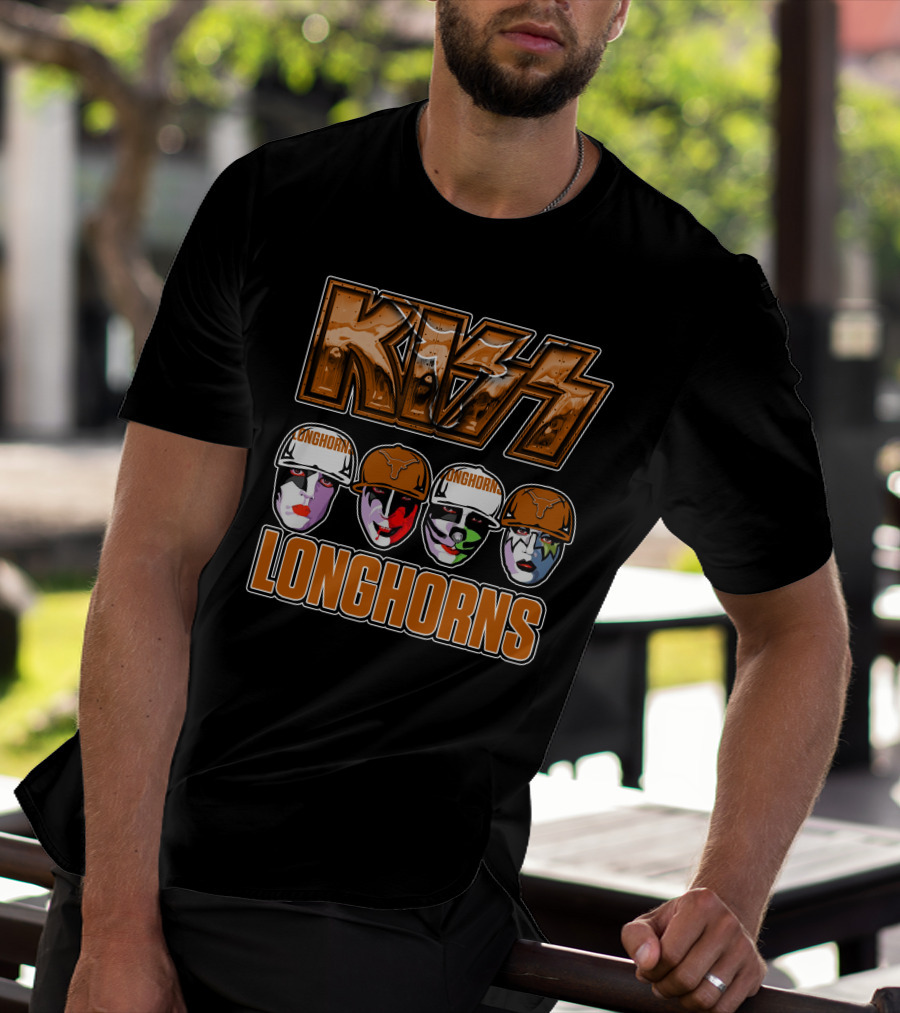 KISS Longhorns Texas Band-Themed NCAA Collaboration T-Shirt