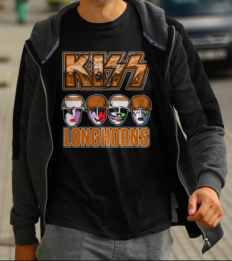 KISS Longhorns Texas Band-Themed NCAA Collaboration T-Shirt