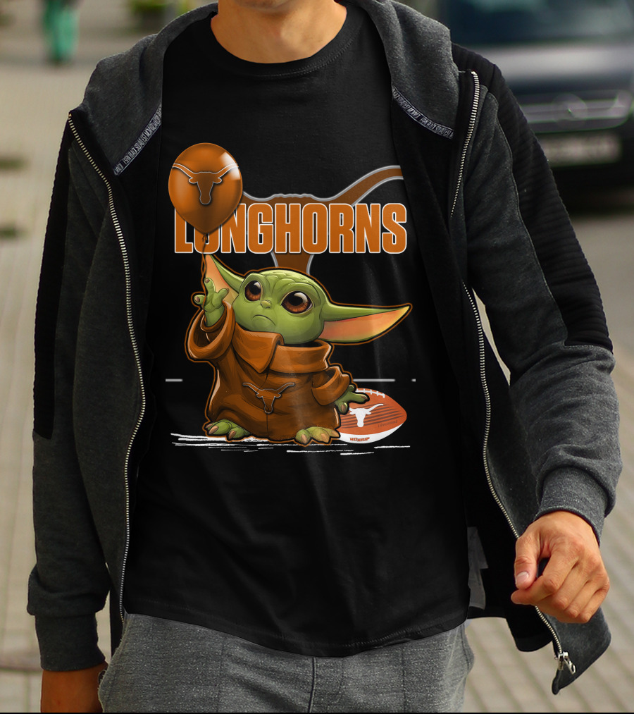 Yoda Longhorns Football Ball Texas T-Shirt
