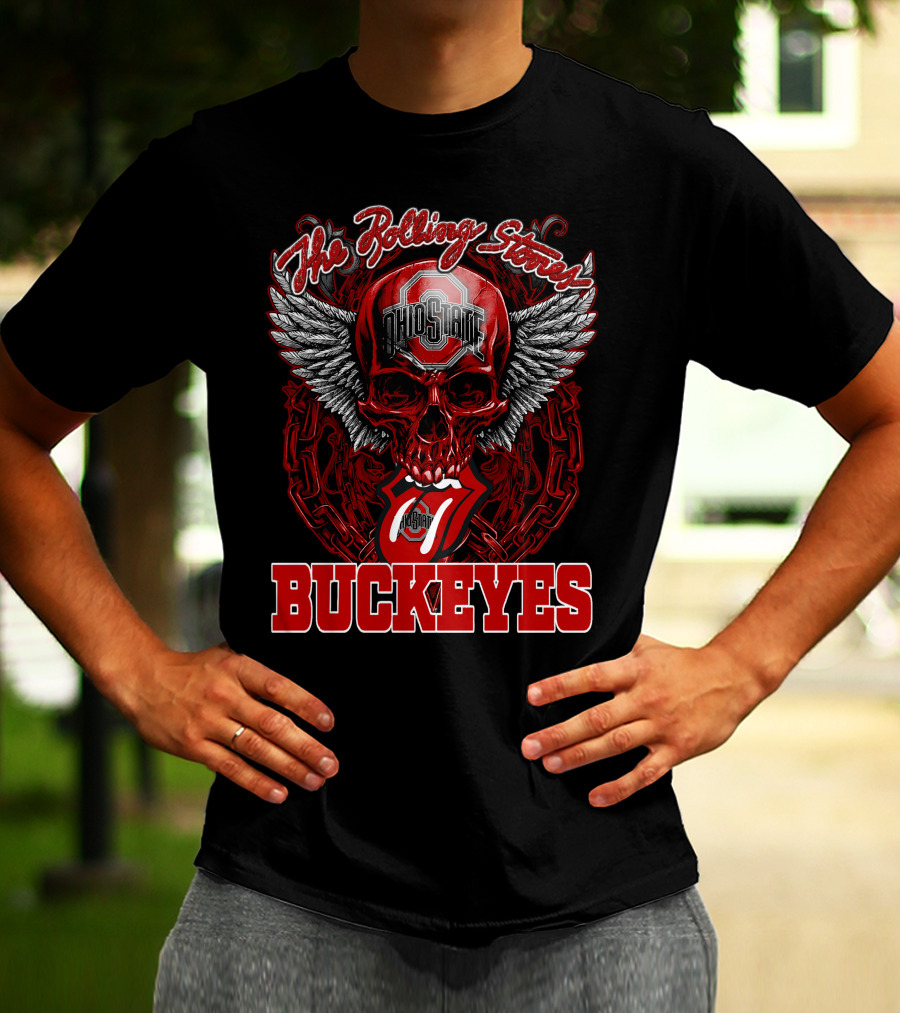 The Rolling Stones Ohio State Buckeyes Skull With Wings And Tongue T-Shirt