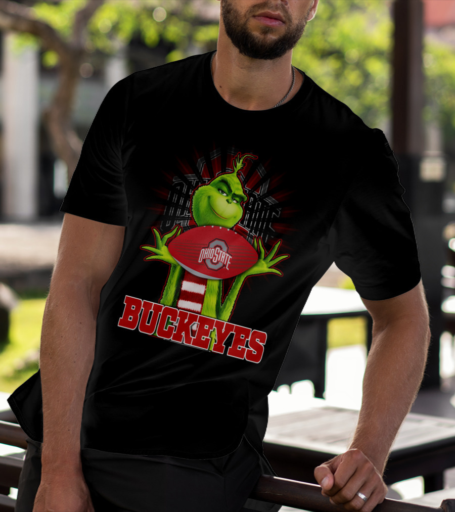 Grinch Holding Ohio State Buckeyes Football T-Shirt