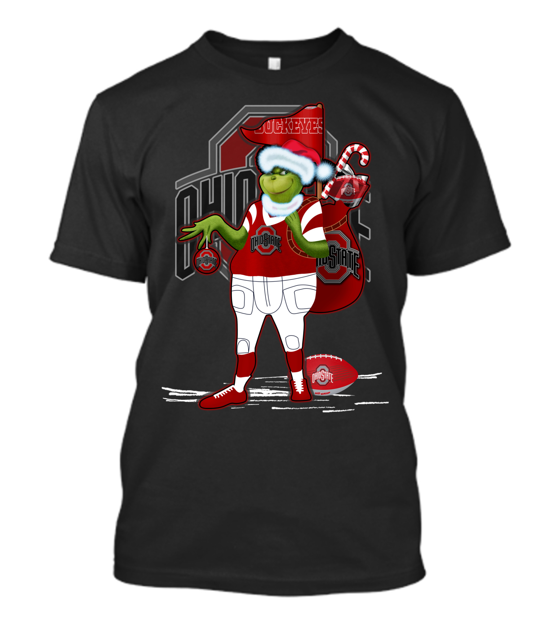 Grinch Christmas Ohio State Buckeyes Holiday Football Fan Gear T-Shirt