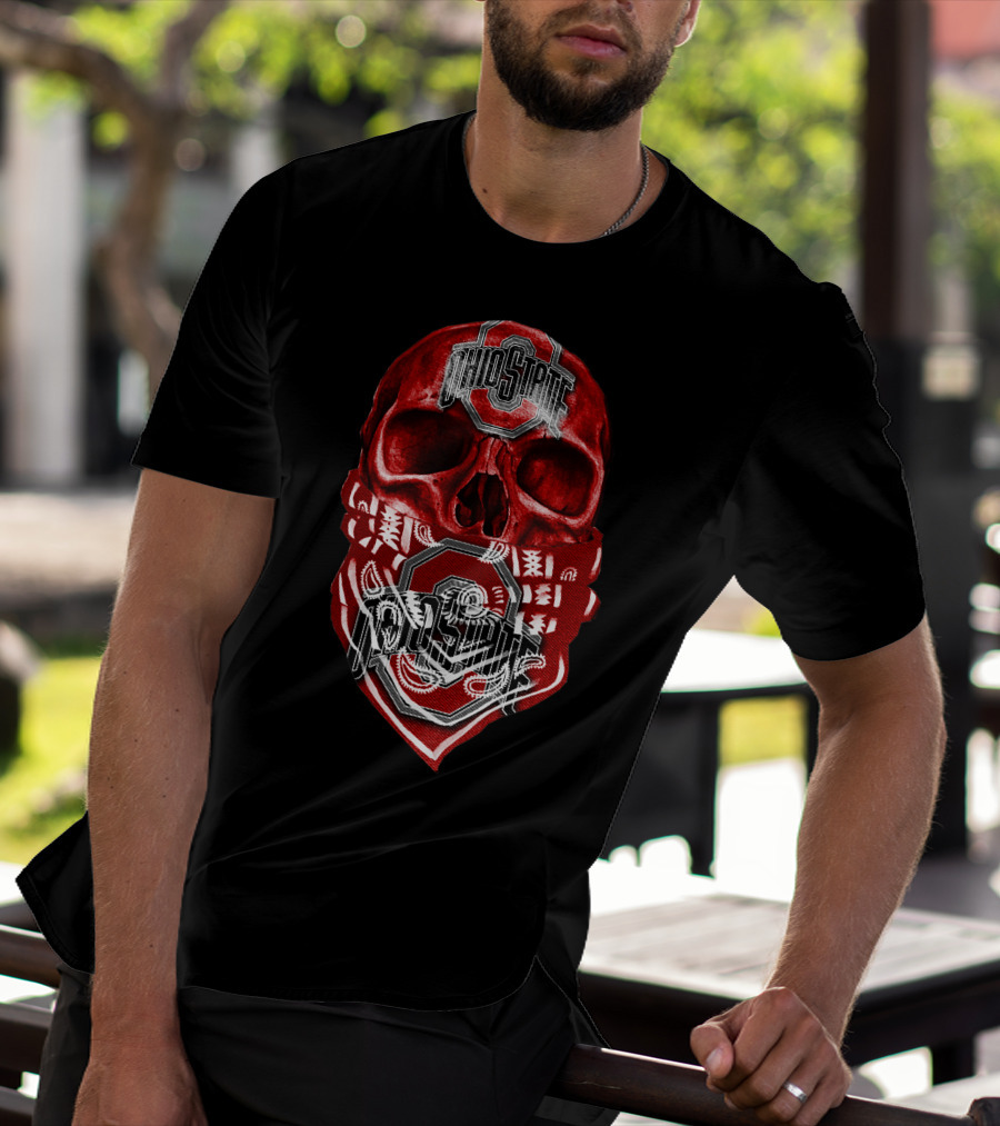 Ohio State Buckeyes Skull With Bandana T-Shirt
