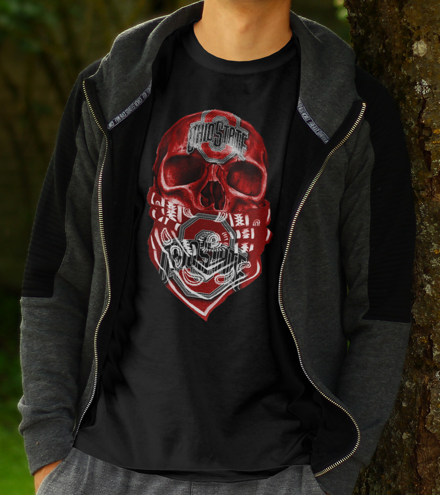 Ohio State Buckeyes Skull With Bandana T-Shirt