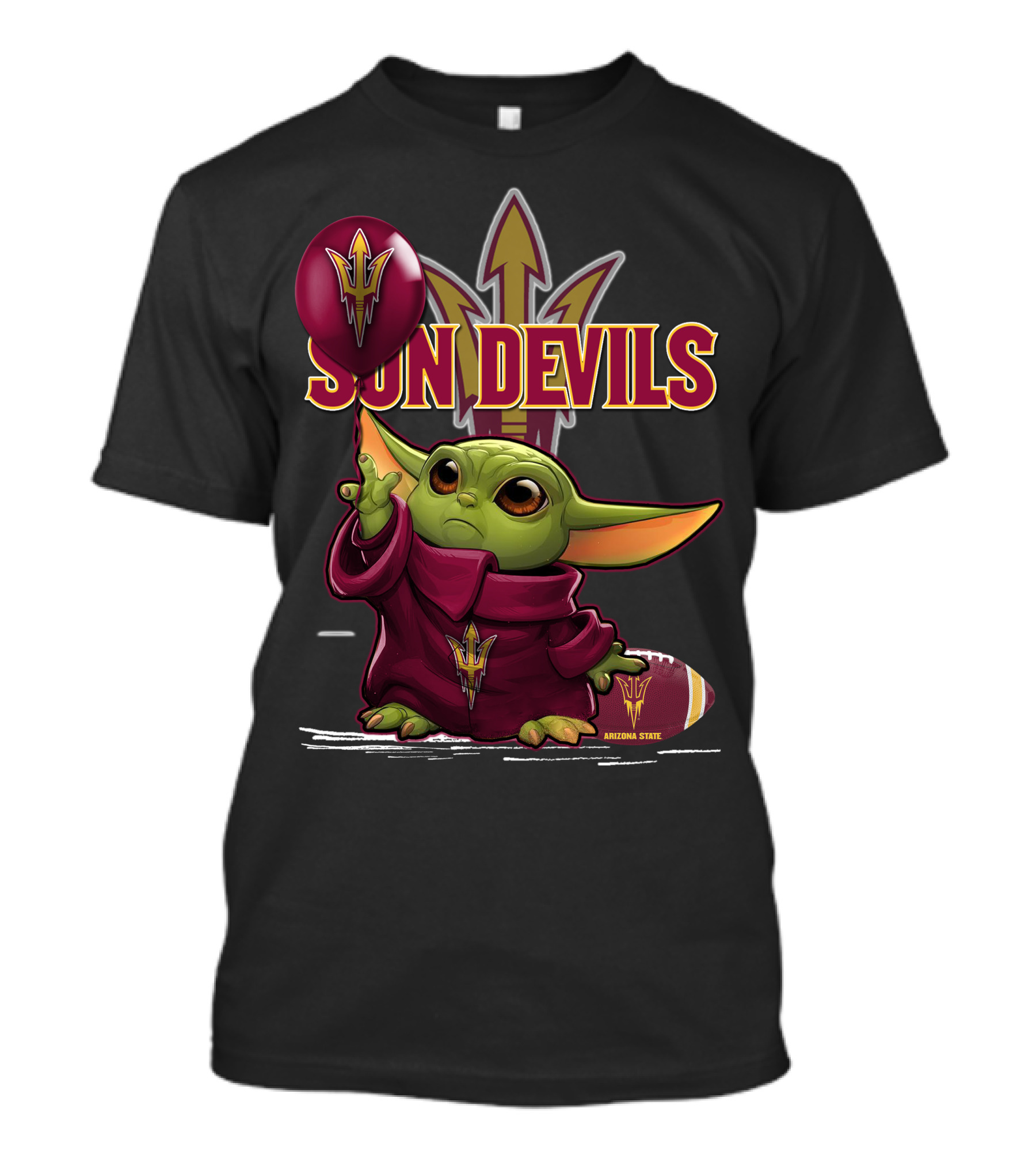 Yoda Arizona State Sun Devils Balloon And Football T-Shirt
