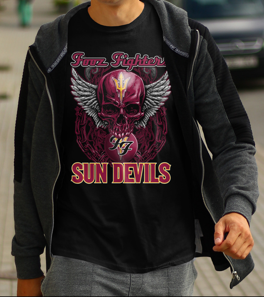Fooz Fighters Sun Devils Skull Wings Chains T-Shirt