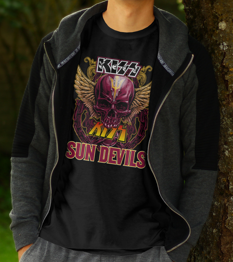 KISS Sun Devils Skull With Wings And Chain T-Shirt