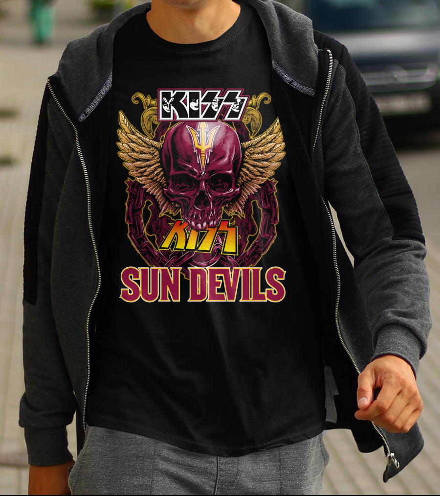 KISS Sun Devils Skull With Wings And Chain T-Shirt