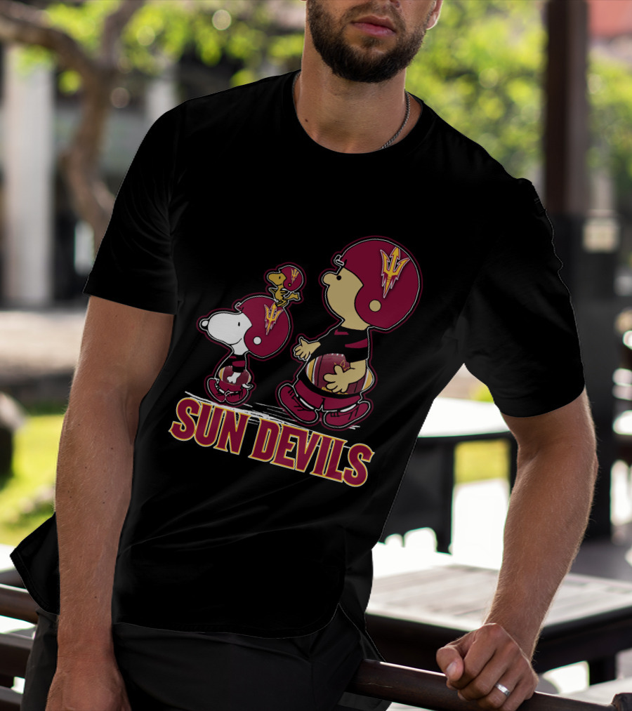 Snpfootball Sun Devils Arizona Peanuts Crossover Football Theme T-Shirt