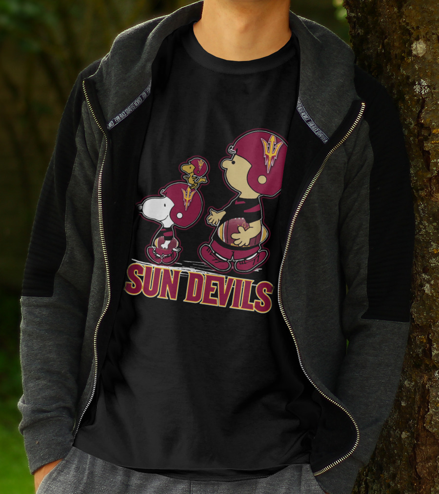 Snpfootball Sun Devils Arizona Peanuts Crossover Football Theme T-Shirt