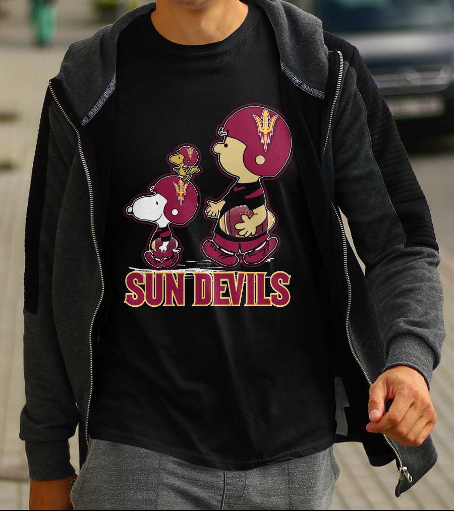 Snpfootball Sun Devils Arizona Peanuts Crossover Football Theme T-Shirt