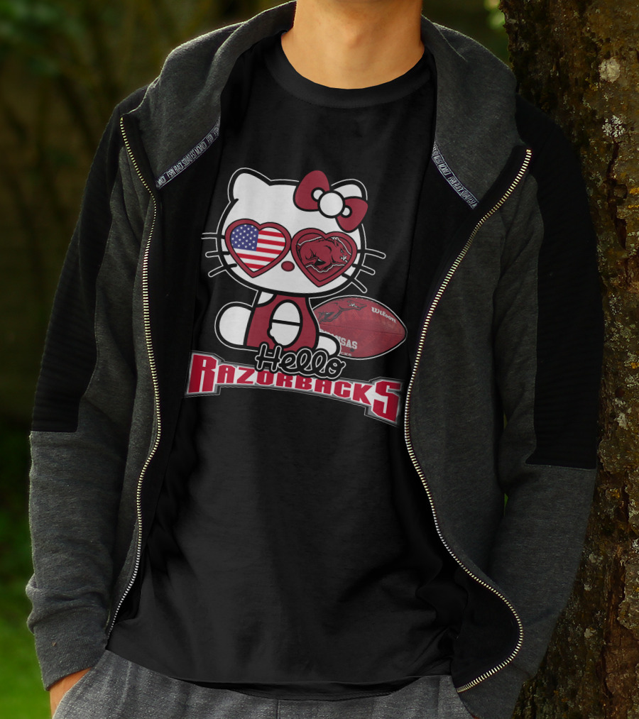Hello Kitty Arkansas Razorbacks Football Fan T-Shirt