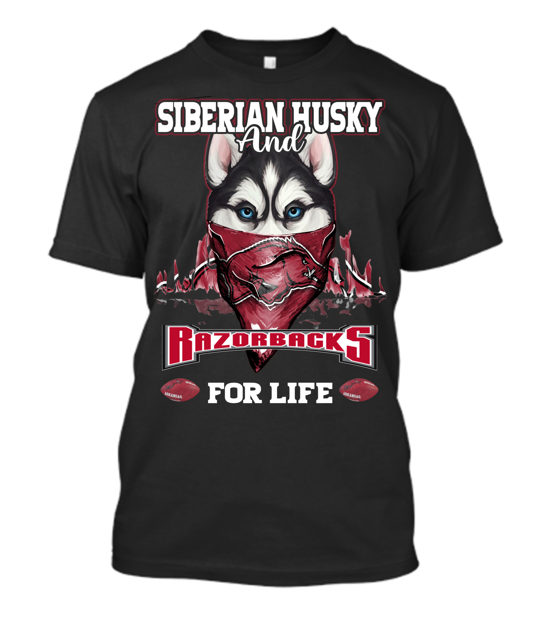 Siberian Husky And Razorbacks For Life T-Shirt