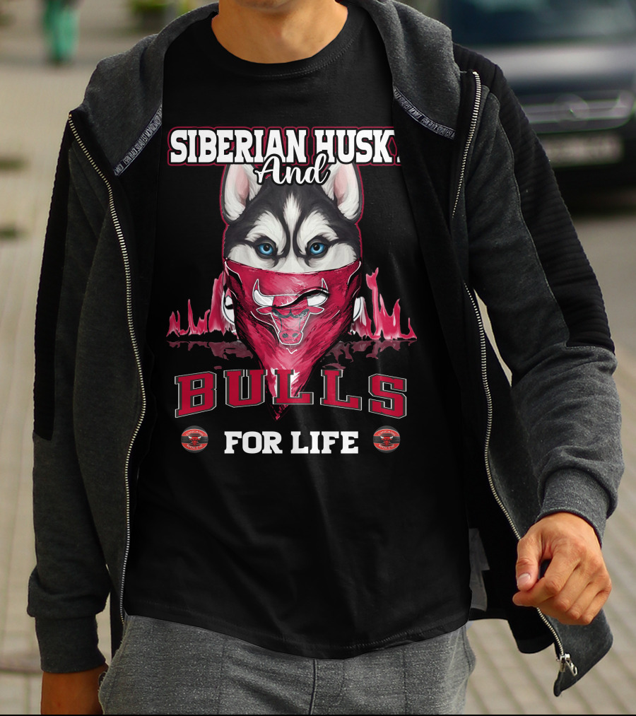Siberian Husky And Chicago Bulls For Life T-Shirt