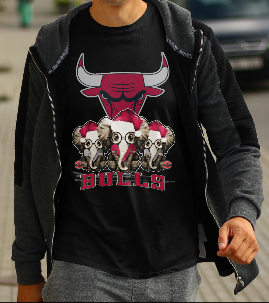 Elephant Christmas Chicago Bulls Holiday Trio T-Shirt