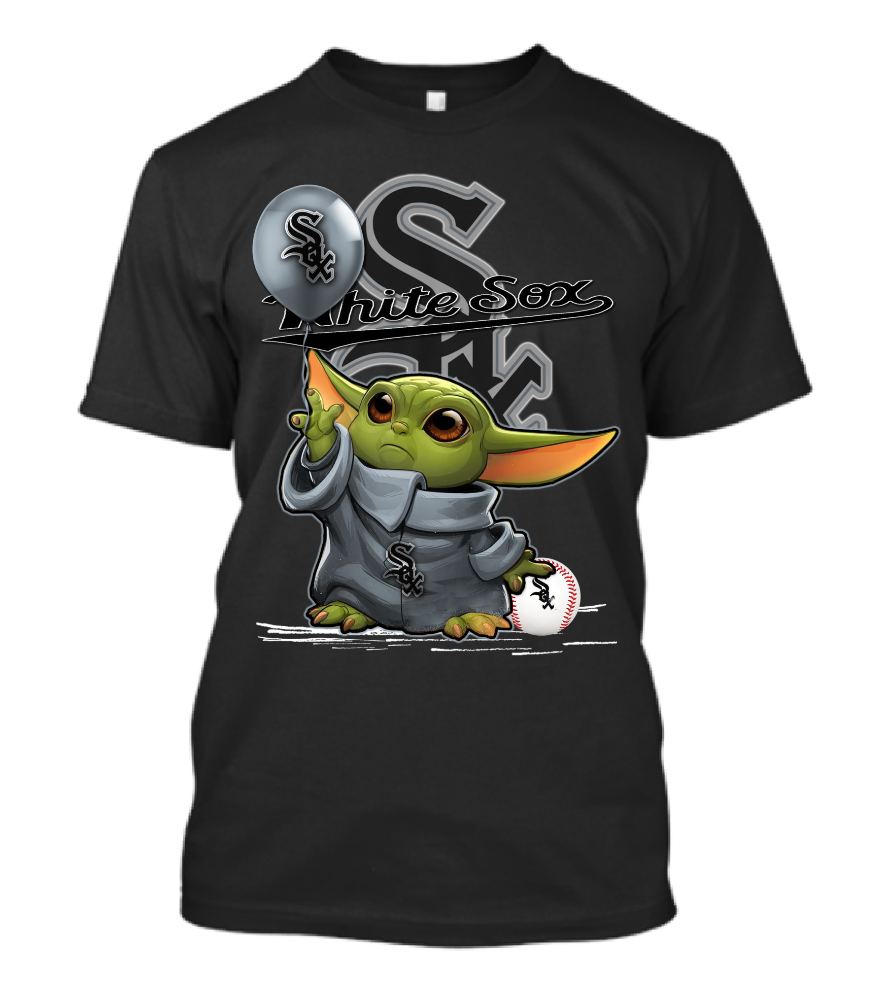 Yoda Chicago White Sox Balloon Baseball T-Shirt