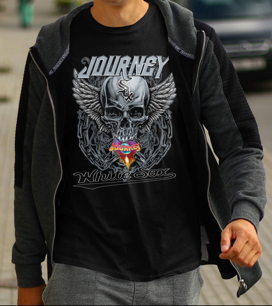 Journey Chicago White Sox Skull Chains Wings T-Shirt