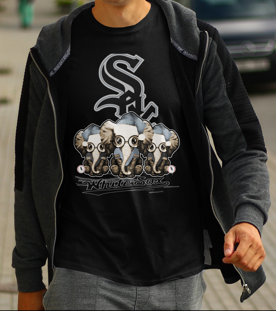 Chicago White Sox Festive Elephant Trio Christmas T-Shirt