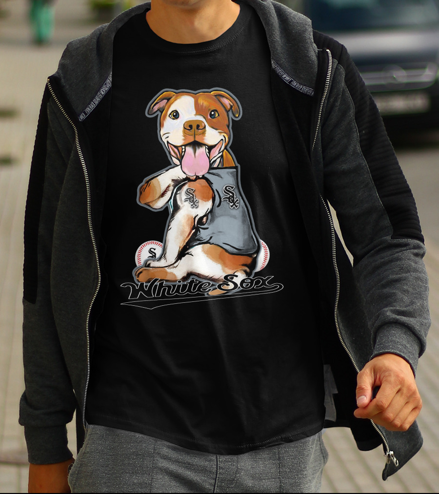 Pittbull White Sox Baseball Dog T-Shirt