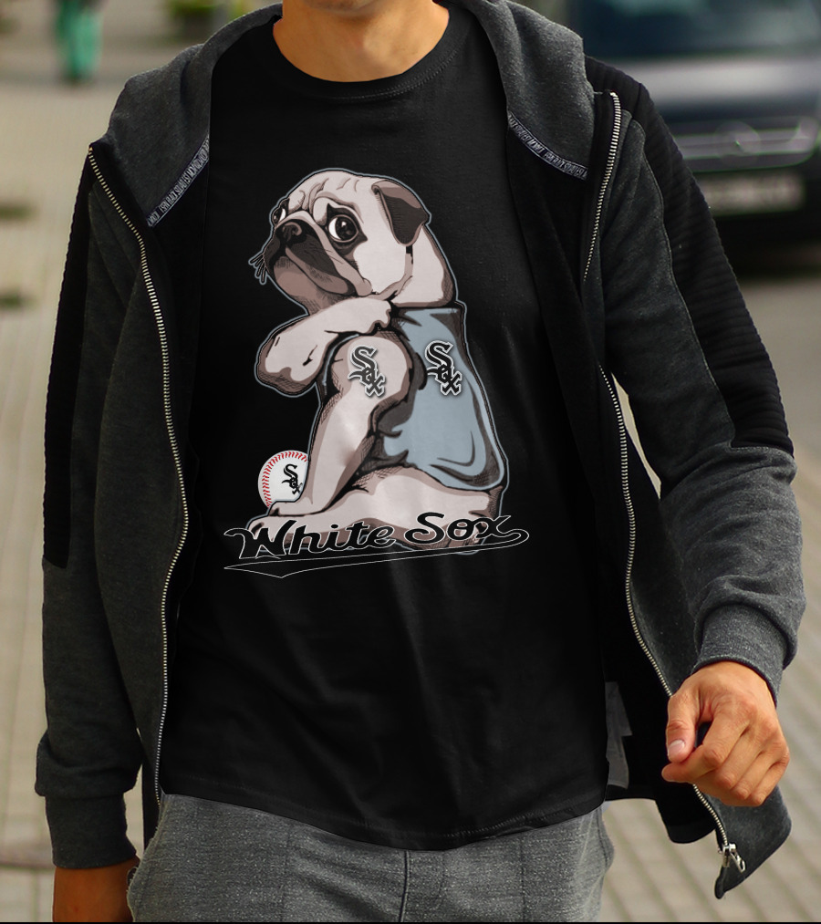 Pug White Sox Baseball Team Fan T-Shirt