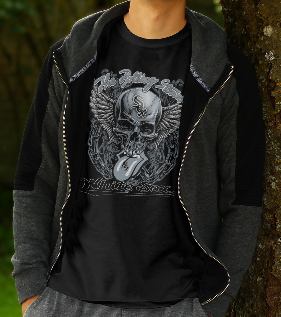 The Rolling Stones White Sox Skull With Wings And Tongue T-Shirt