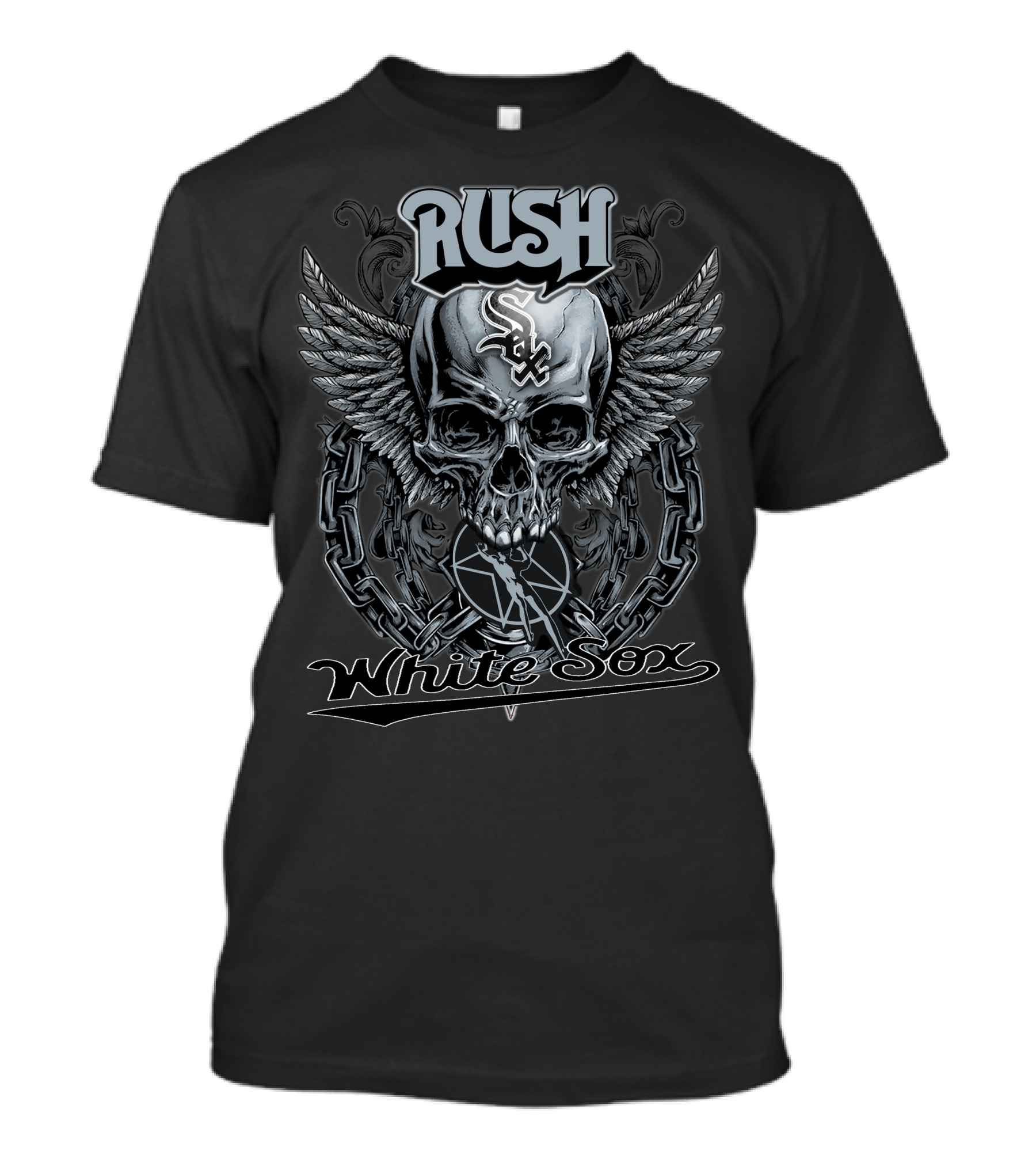 Rush Chicago White Sox Skull Wings Chain T-Shirt