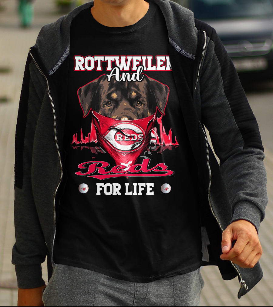 Rottweiler And Reds For Life Cincinnati Reds T-Shirt